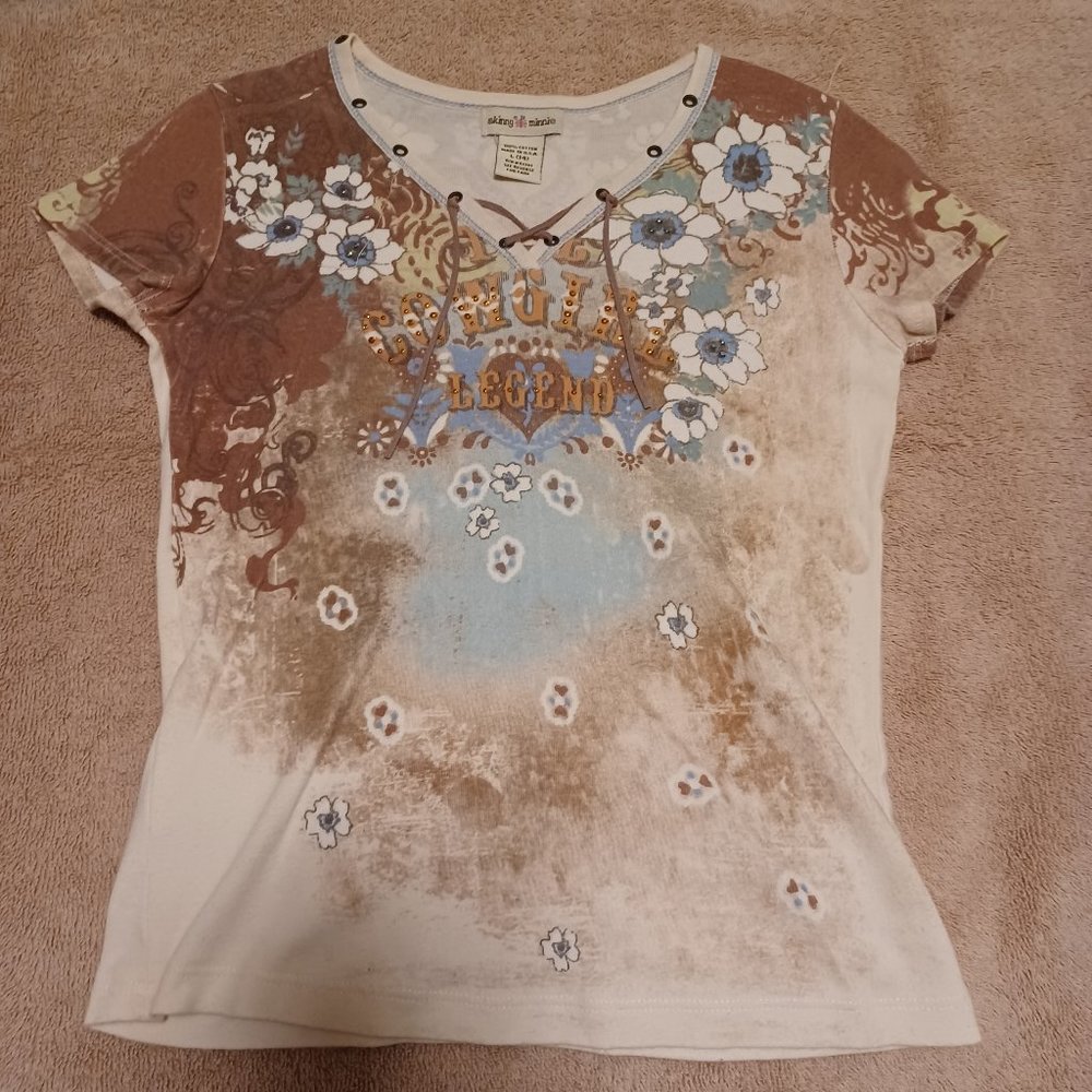cowgirl, vintage Skinny Minnie shirt, junior L14
